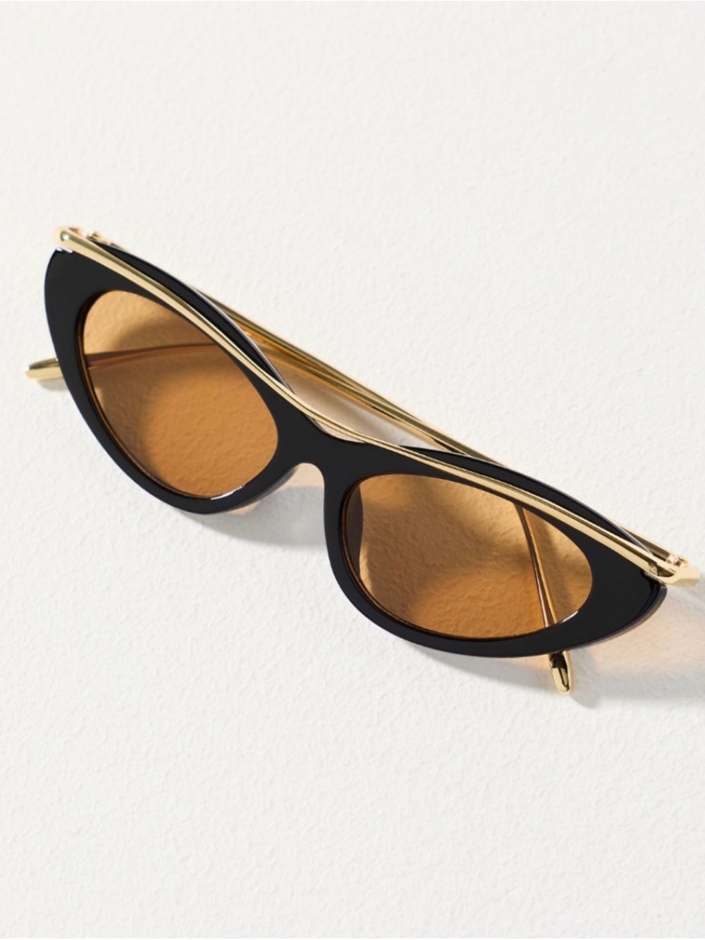 Anthropologie I-SEA Retro Sporty Wrapped Cat Eye Sunglasses, Black/Gold